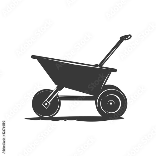 Silhouette wheelbarrow black color only