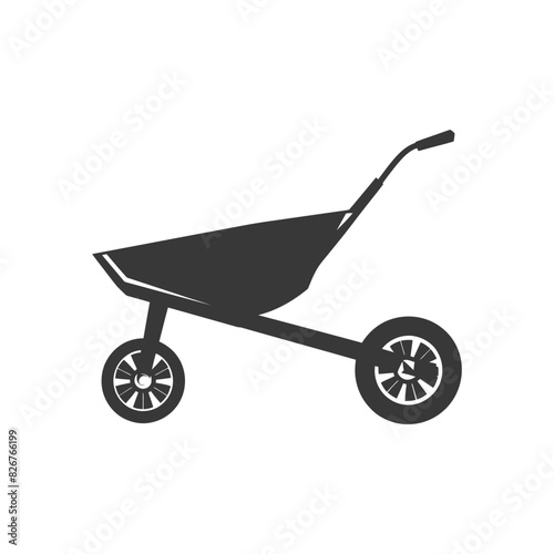 Silhouette wheelbarrow black color only