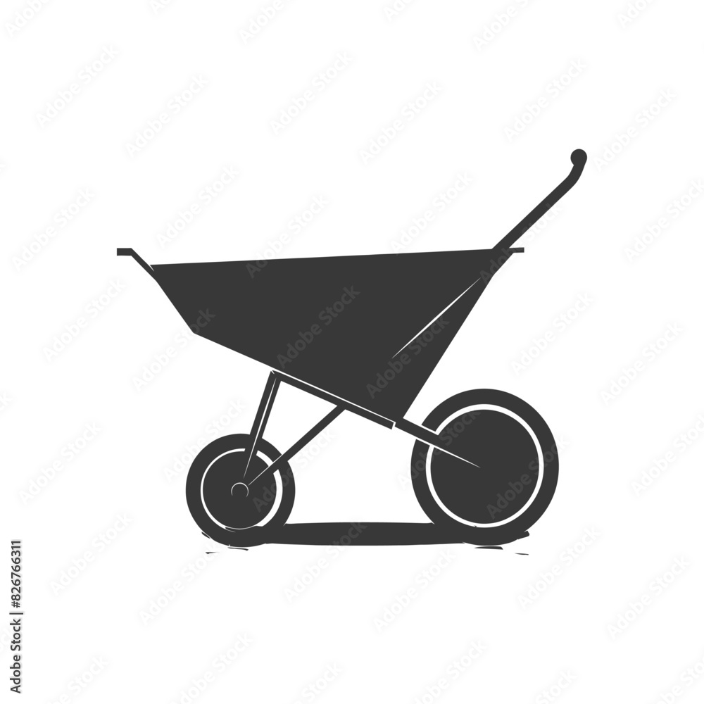 Silhouette wheelbarrow black color only Silhouette wheelbarrow black color only
