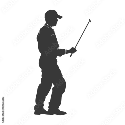 Silhouette zookeeper in action full body black color only