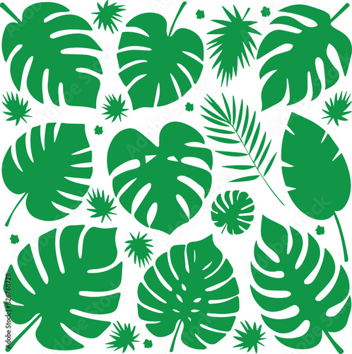 Palm Tree Leaves Silhouette Vector Set