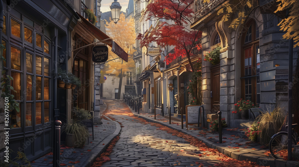 Fototapeta premium Charming Parisian Street: Cozy Vibe in France