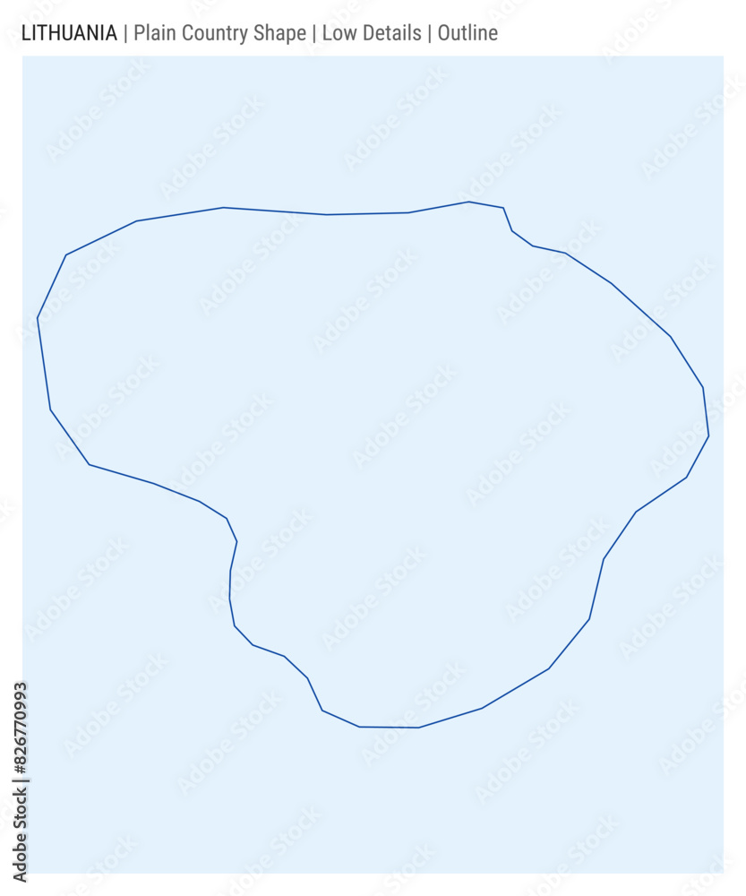 Lithuania plain country map. Low Details. Outline style. Shape of Lithuania. Vector illustration.
