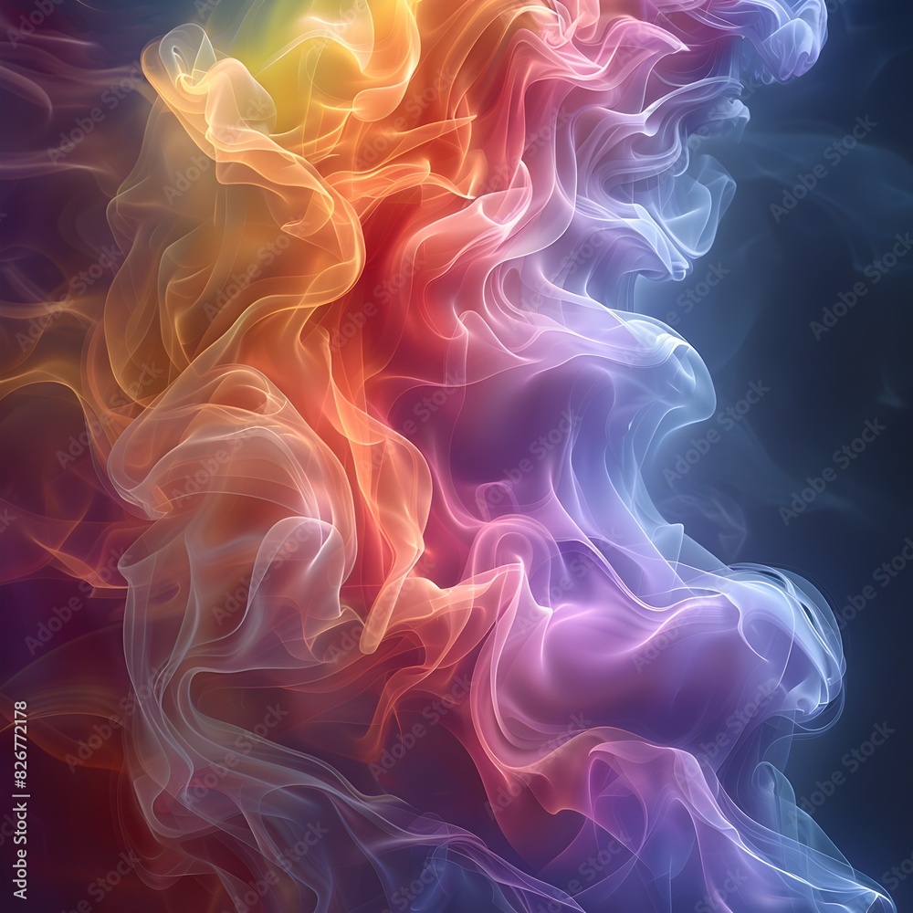 Obraz premium Swirling Smoke Rainbow A Dynamic and Ethereal Visual Gradient