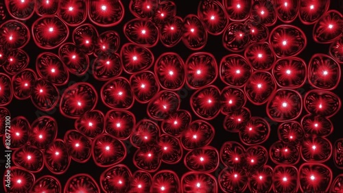 Bioluminescent Microorganisms. Glowing Red Cells photo