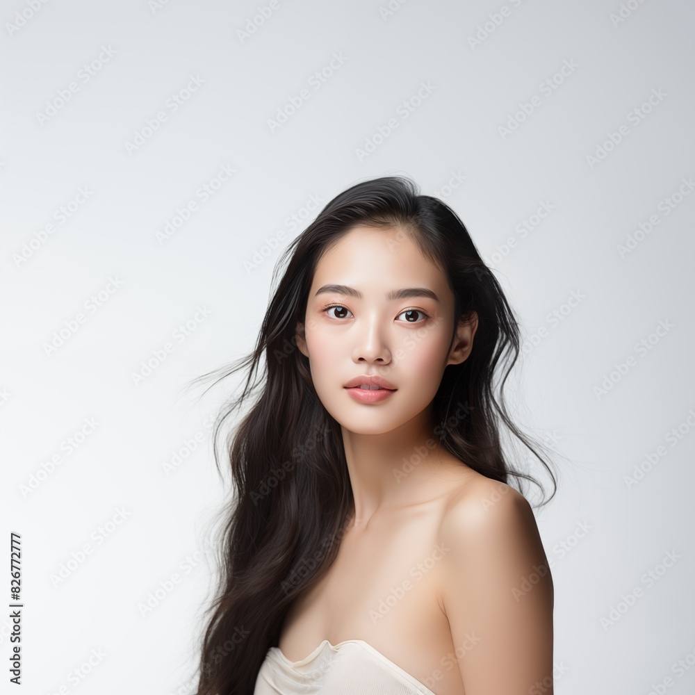 Beauty face Asain bright white background