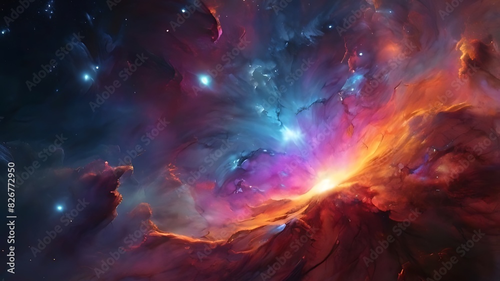 space galaxy background ultra hd wallpaper with nebula clouds and distant stars,yellow, orange blue tones galaxy star wallpaper Generative AI