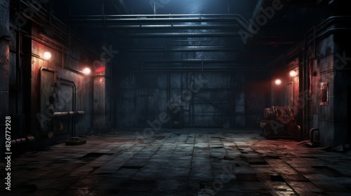 Mysterious Derelict Warehouse With Eerie Atmospheric Lighting. Generative AI