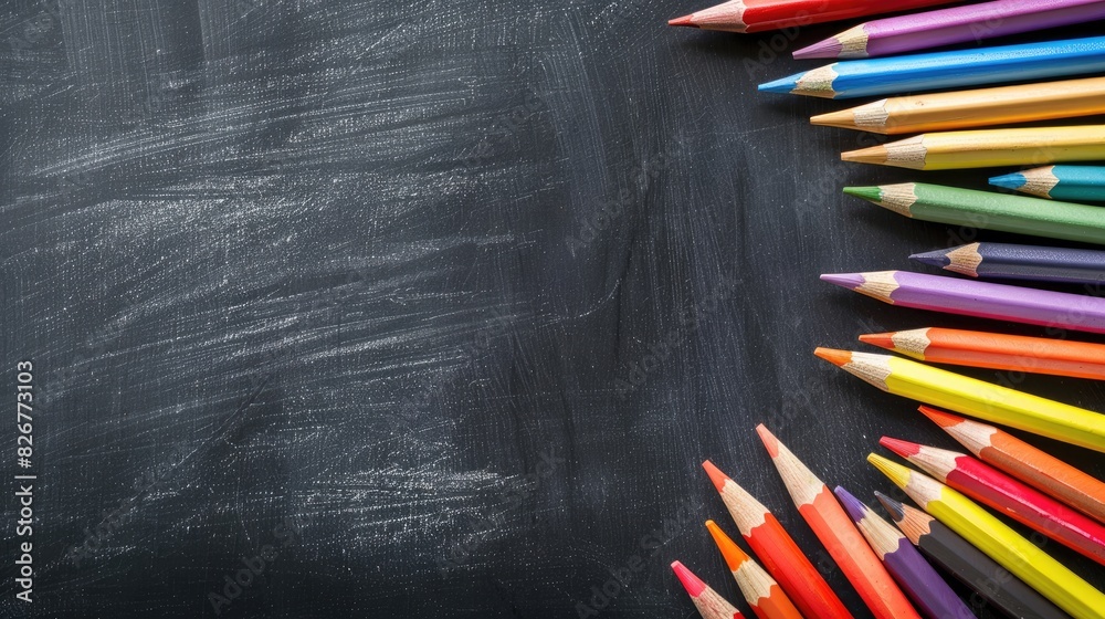 Photo Of Dirty Blackboard With Colorful Pencils On Side Photo Of Dirty Blackboard With Colorful Pencils On Side