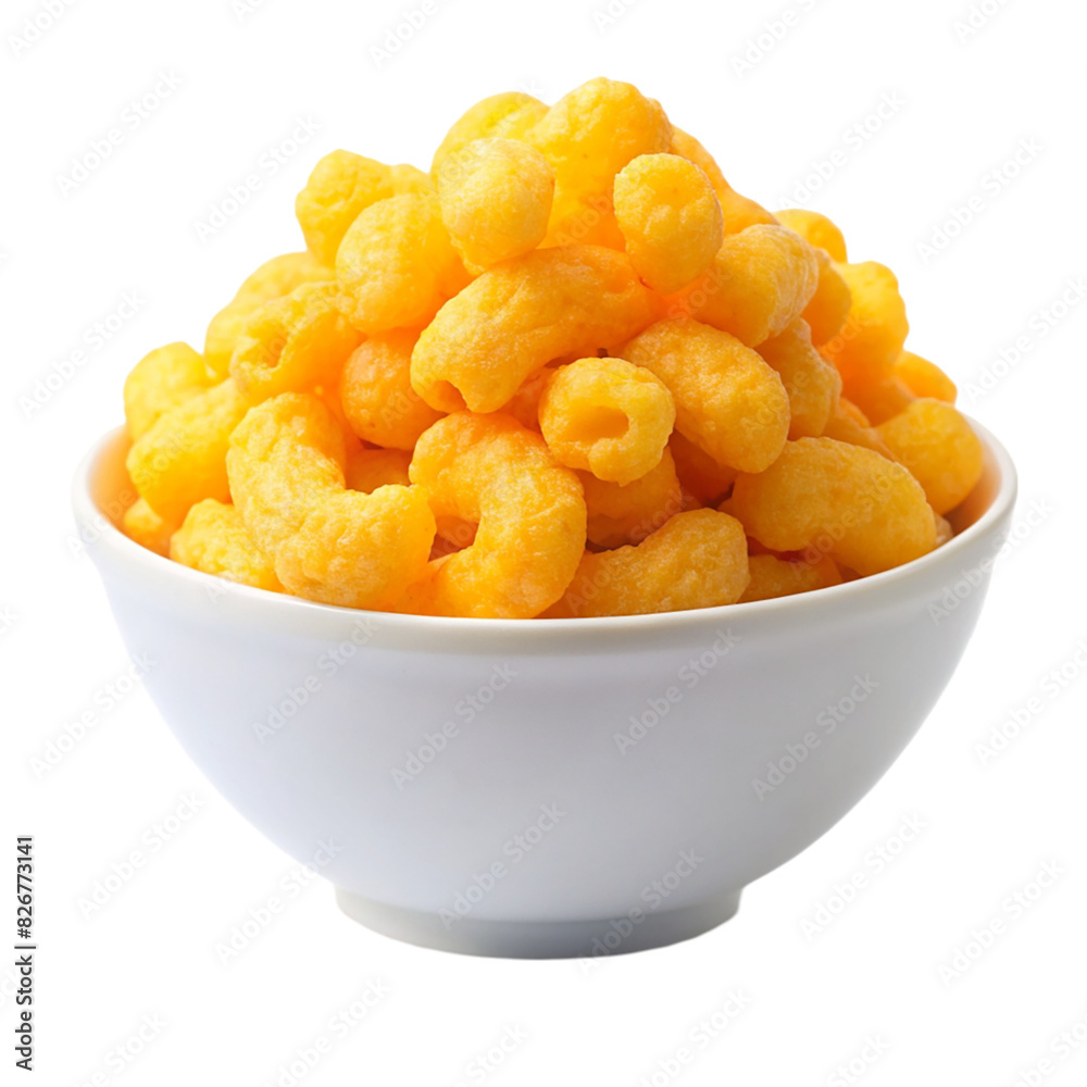 Puffed corn snacks cheesy Isolated on transparent background Puffed corn snacks cheesy Isolated on transparent background