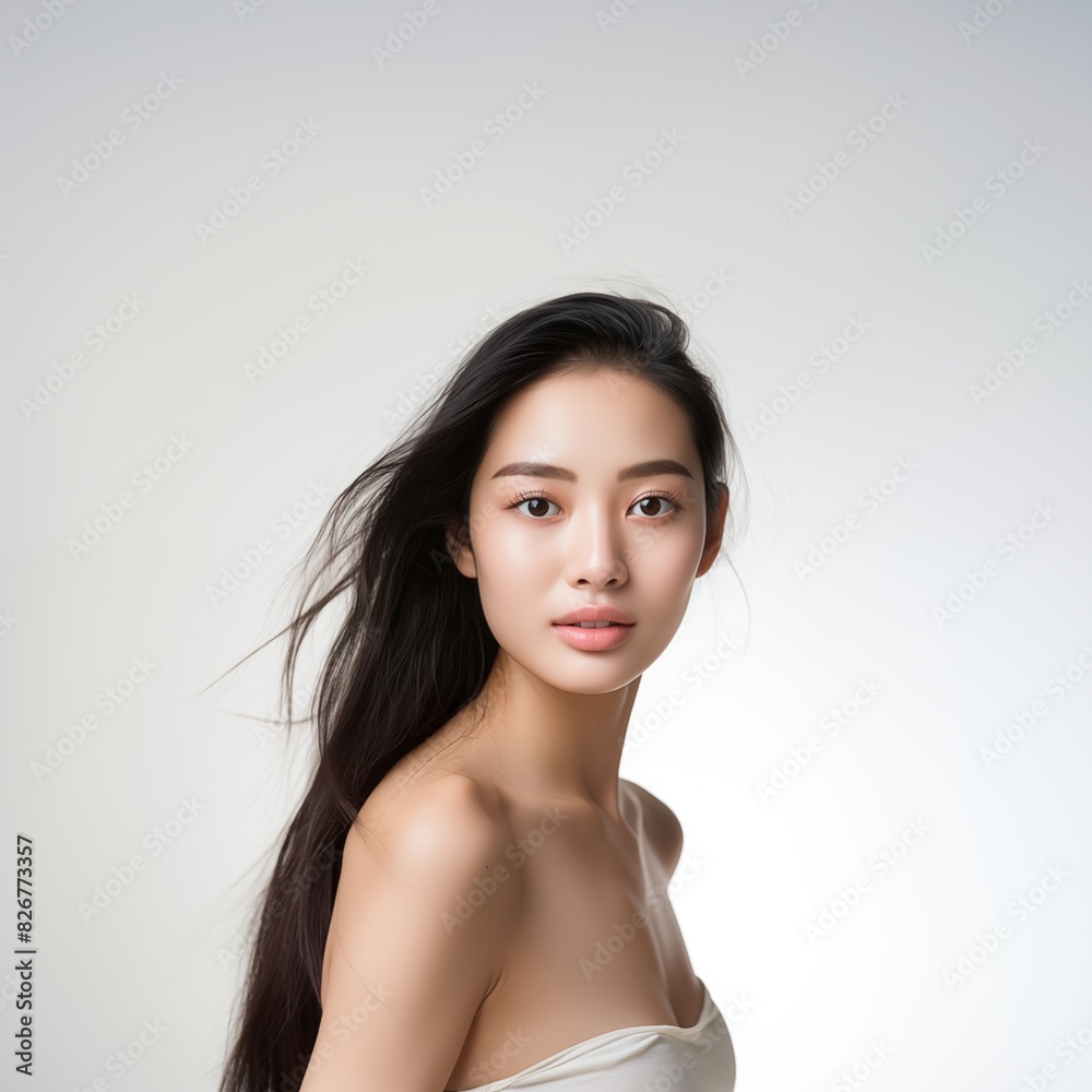 Fototapeta premium Beauty face Asain bright white background