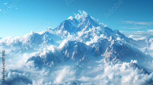 Landscape view of a mountain range with a glacier and a clear blue sky © Be Naturally