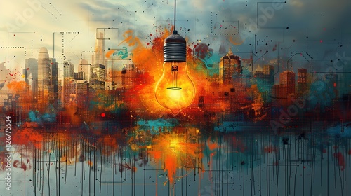 Design art concept abstract contemporary modern background business graphic idea. Work concept art design retro office poster icon hand team success digital ad artwork visual technology research job