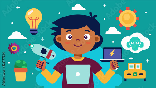 An opportunity for children to explore the world of technology and innovation through handson projects.. Vector illustration