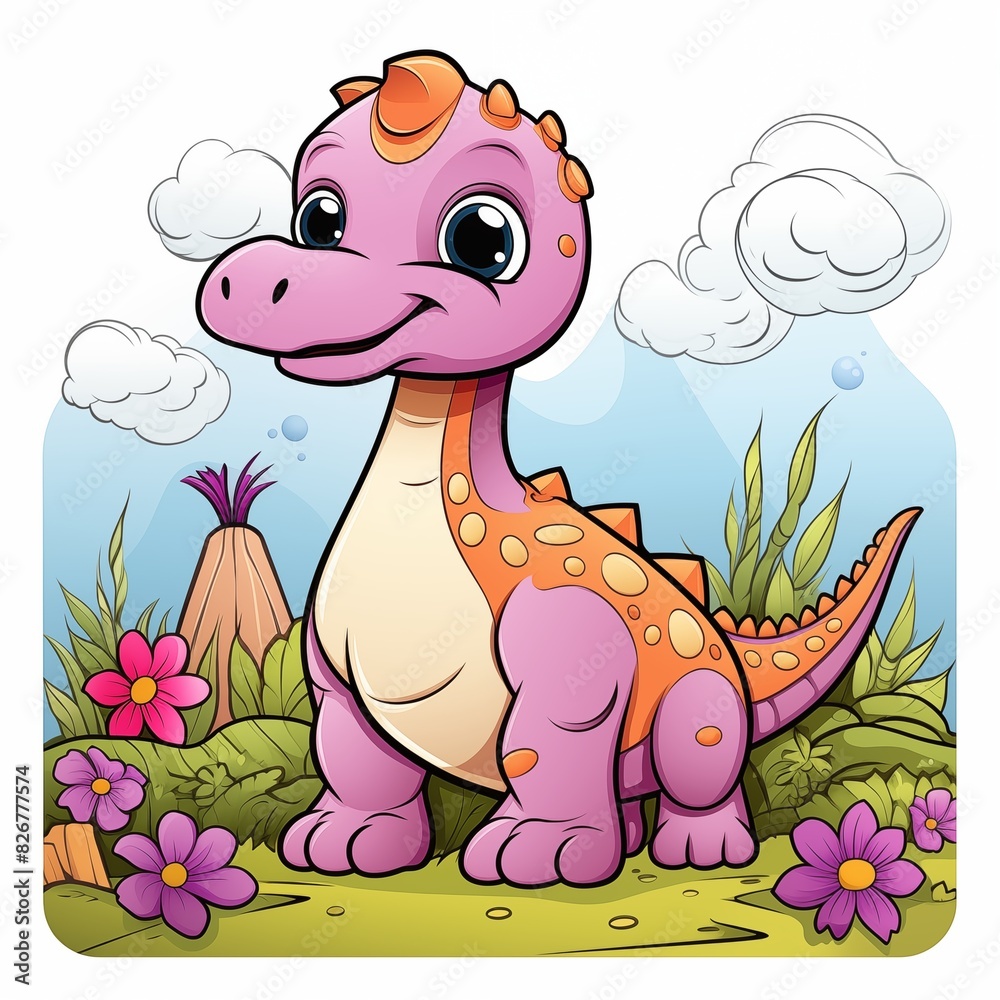 Fototapeta premium Coloring page cute dinosaur