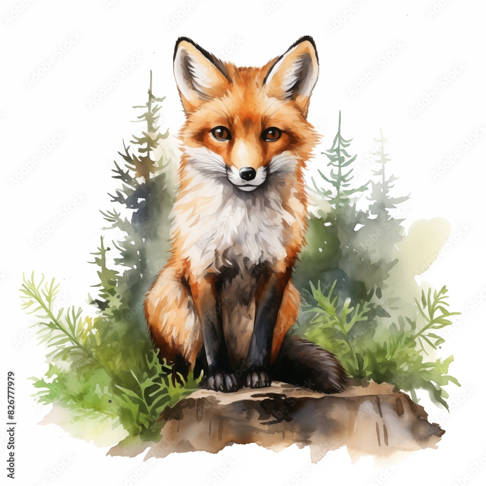 Obraz premium Watercolor fox