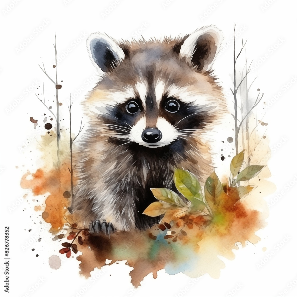 Watercolor racoon