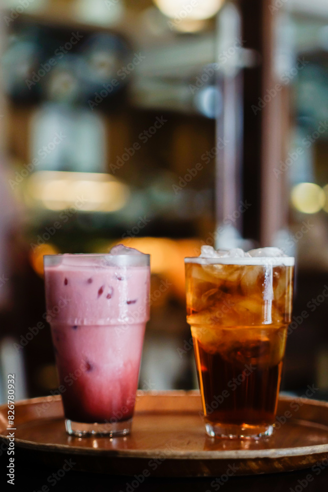 glass of beverages with ice glass of beverages with ice