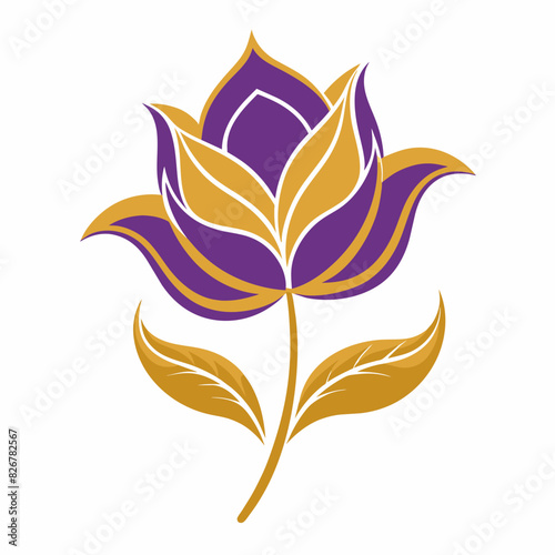 elegant-golden-violet-flower vector illustration -on-white-background