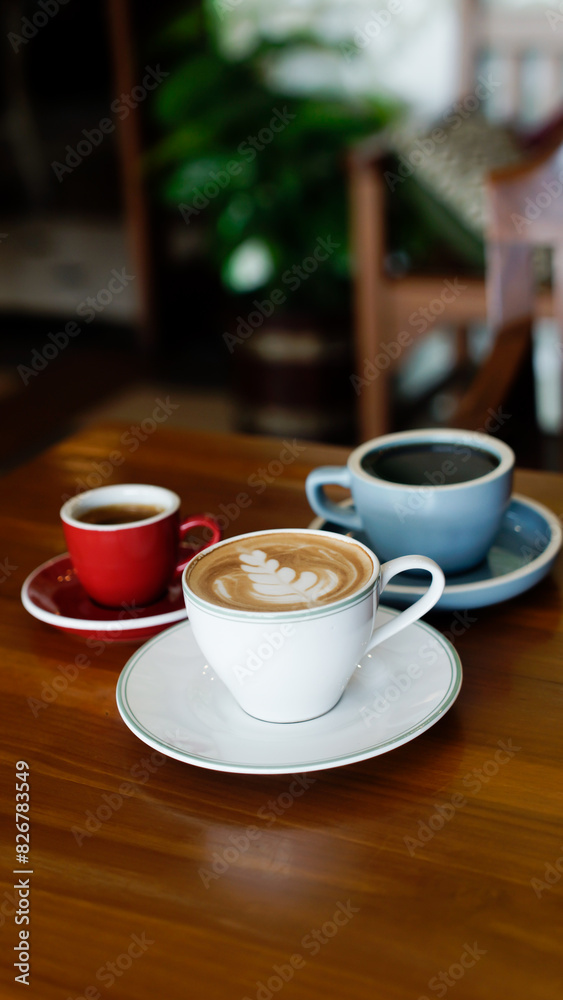 Cup of hot drinks on the table Cup of hot drinks on the table