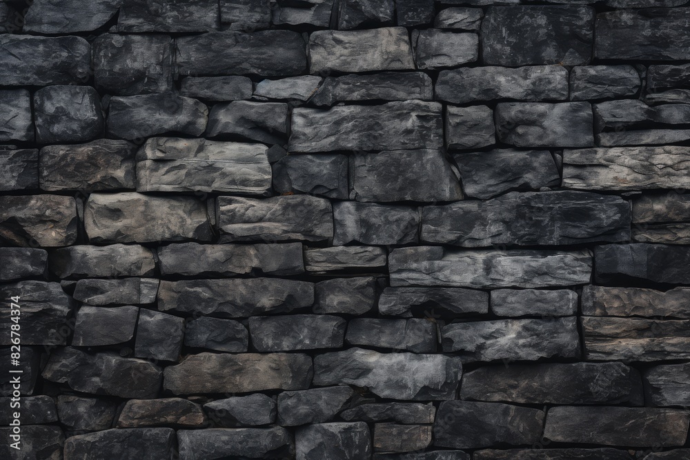 Dark Stacked Stones Crafted Into A Solid And Aesthetic Wall Structure. Generative AI Dark Stacked Stones Crafted Into A Solid And Aesthetic Wall Structure. Generative AI