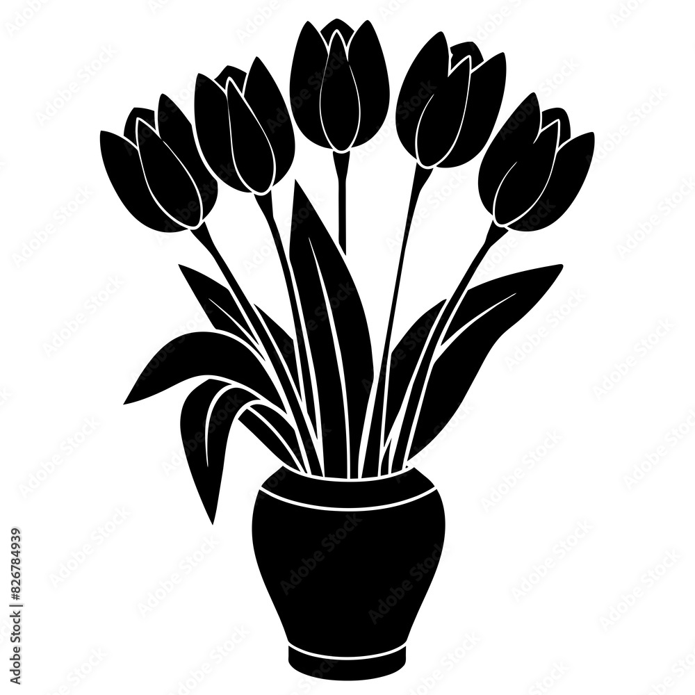 tulip flowers vector silhouette illustration tulip flowers vector silhouette illustration