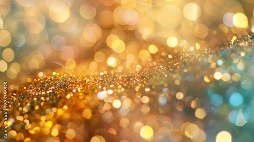 The image is a gold and blue swirl of glitter The image is a gold and blue swirl of glitter