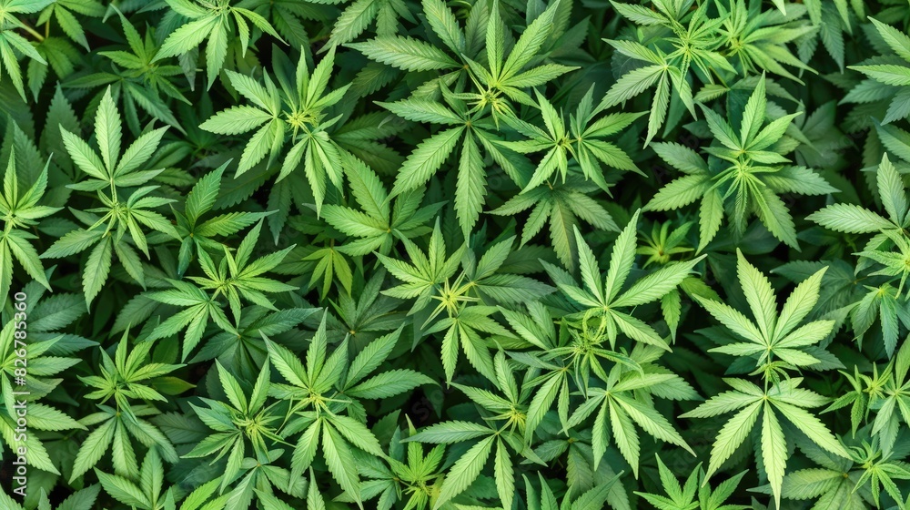 Fototapeta premium The Green Marijuana Leaves A Plant for Healing and Relaxation