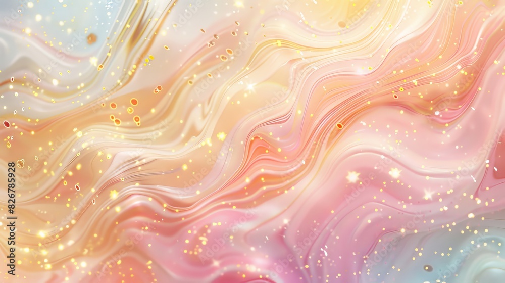 A colorful swirl of gold and pink with glittery stars A colorful swirl of gold and pink with glittery stars