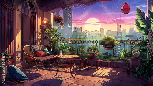 cute lo-fi music background for sunny garden terasse study in the room or terasse 	 photo