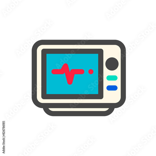 electrocardiogram icon on white background.   electrocardiograph symbol.   flat style and color.   for web and mobile design.