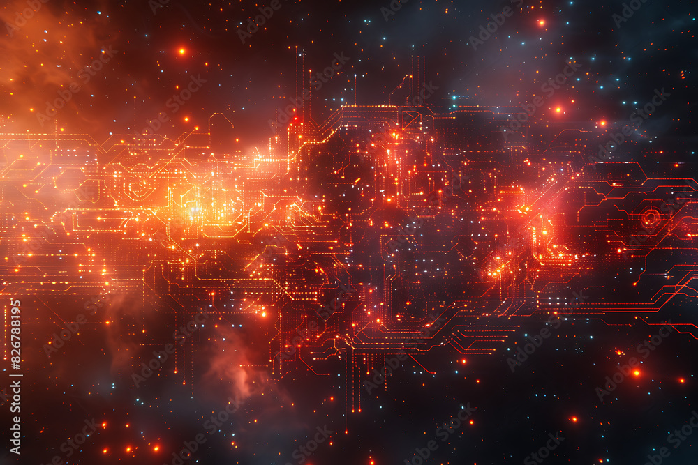 Abstract Tech Background with Empty Canvas and Banner