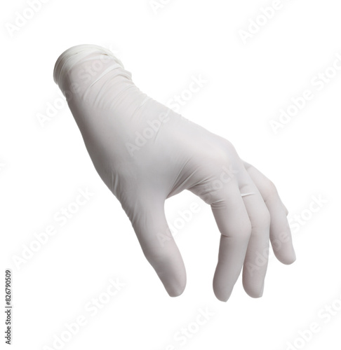 One nitrile medical glove isolated on white