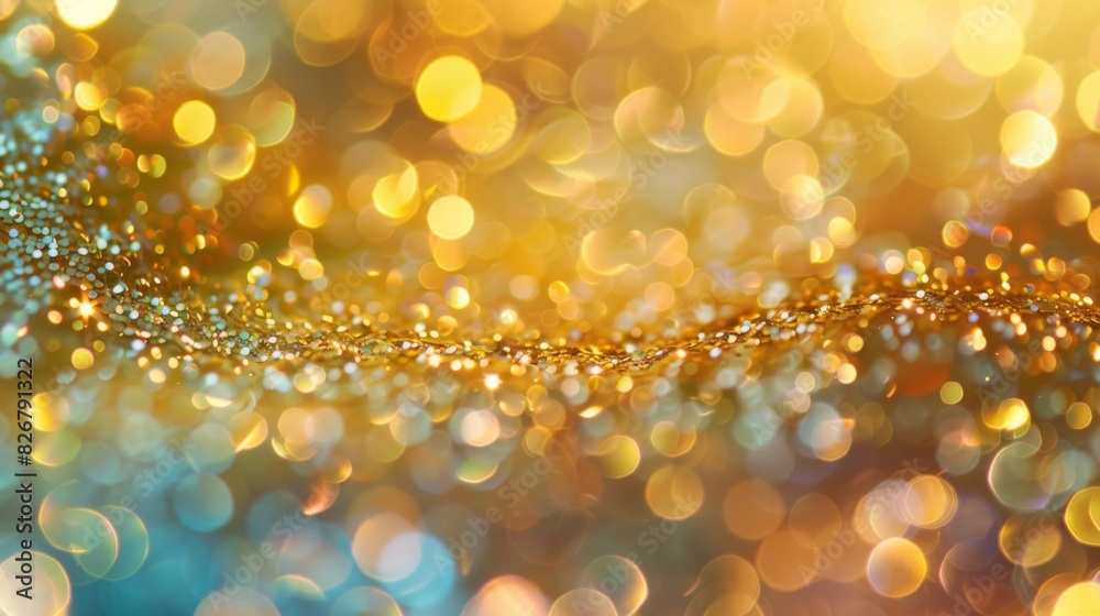 A colorful and glittery background with gold and blue sparkles A colorful and glittery background with gold and blue sparkles