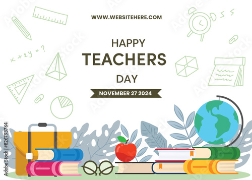 Hand-drawn flat design teacher's day in Spain background. Vector illustration