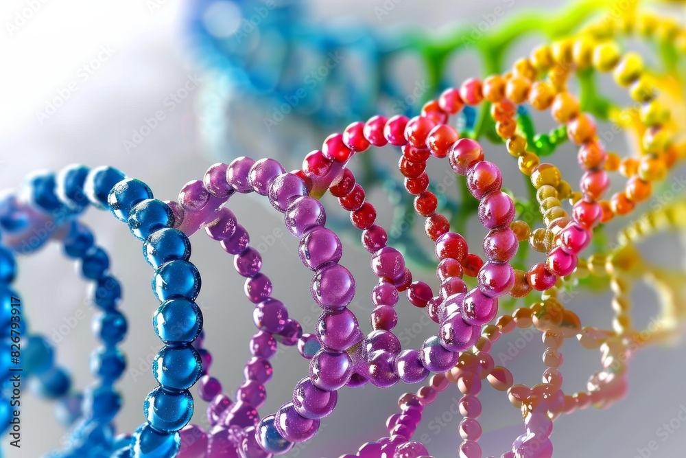Colorful DNA spiral showcasing the diversity of genetic makeup in a vibrant display of life’s complexity Colorful DNA spiral showcasing the diversity of genetic makeup in a vibrant display of life’s complexity