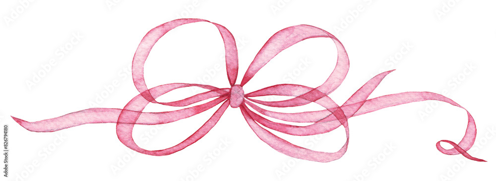 watercolor drawing, pink bow, silk ribbon. symbol of the fight against breast cancer, femininity watercolor drawing, pink bow, silk ribbon. symbol of the fight against breast cancer, femininity