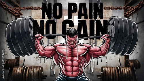 No pain No gain (Motivational Quotes- Illustration-typography)