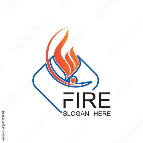 Fire logo design simple concept Premium Vector