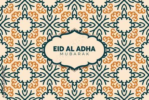 Eid Adha Mubarak Greeting Islamic Illustration Background Vector Design With arabic calligraphy, wallpaper, banner, cover. Translation Of Text, BLASSED SACRIFICE FESTIVAL