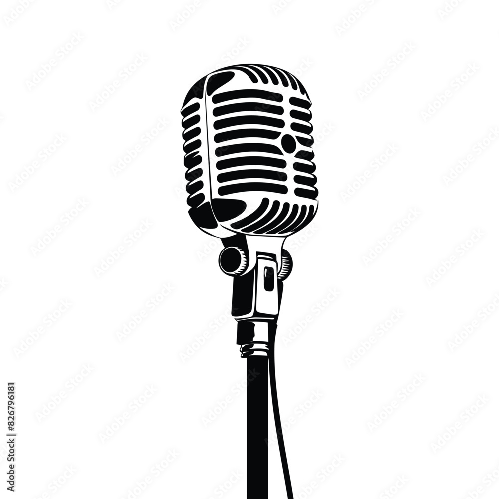 Retro microphone logo and vector with microphone new style icon