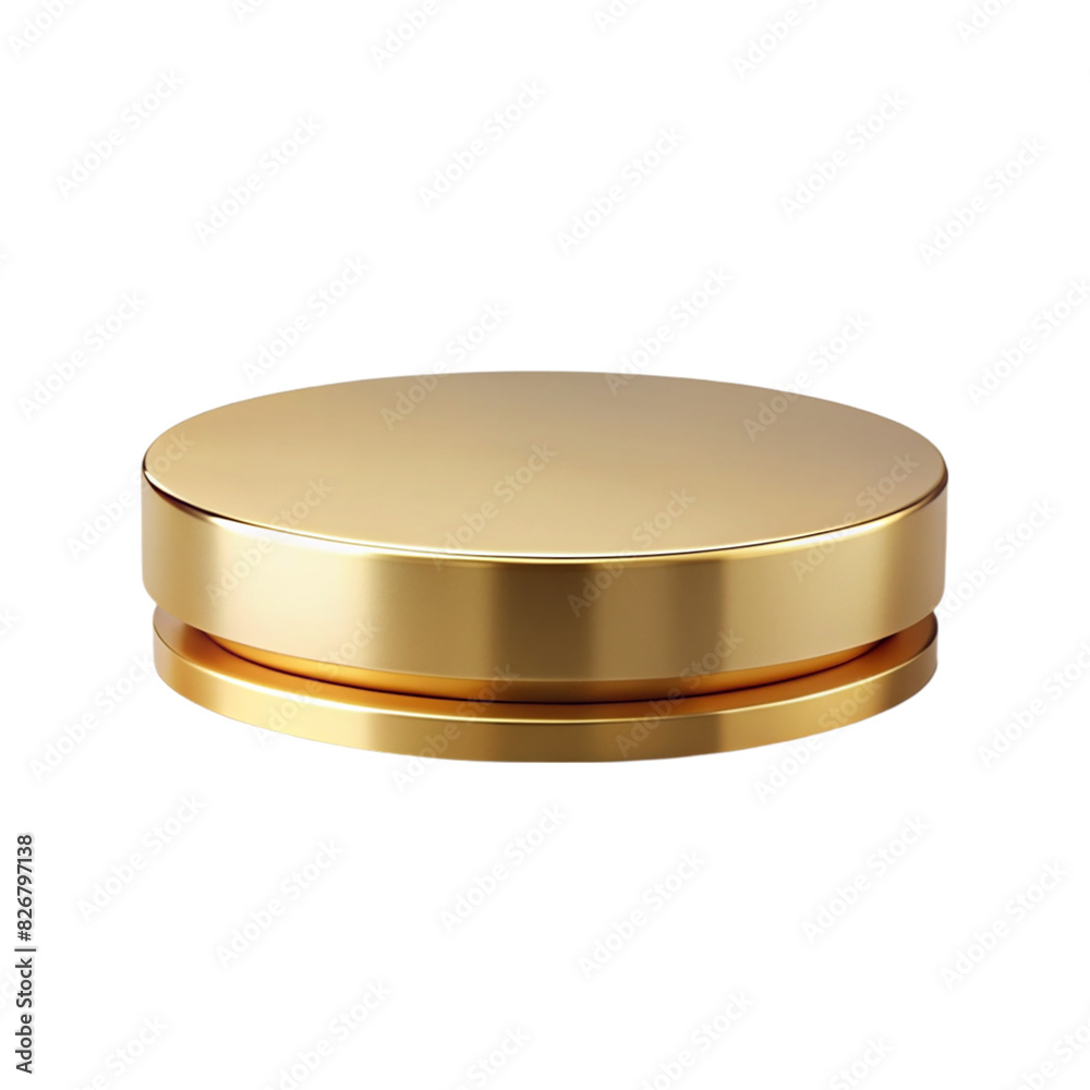 Shiny gold round pedestal display Isolated on transparent background Shiny gold round pedestal display Isolated on transparent background