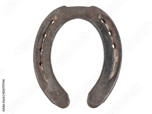 1 old horseshoe isolated on transparent background,  Luck and fortune charm