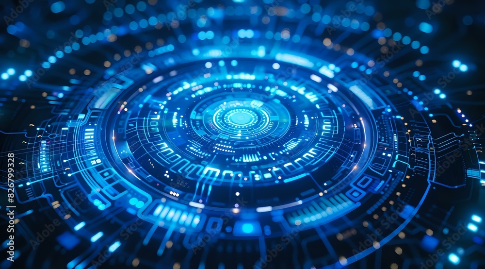 Abstract illustration of a glowing blue digital circuit pattern, representing advanced technology and innovation. Perfect for technology content, digital design, and futuristic themes. Abstract illustration of a glowing blue digital circuit pattern, representing advanced technology and innovation. Perfect for technology content, digital design, and futuristic themes.