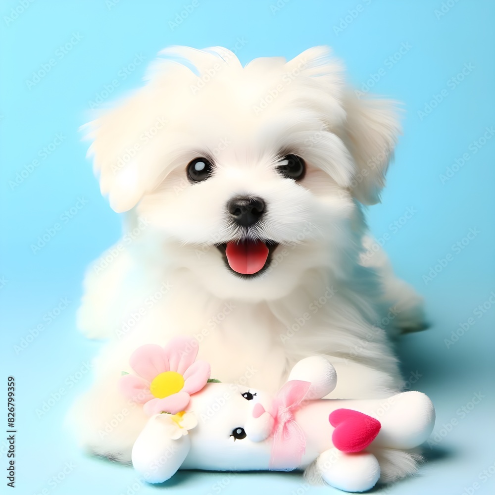 Adorable White Maltese Puppy Sitting Indoors on a Sunny Day Adorable White Maltese Puppy Sitting Indoors on a Sunny Day