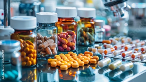 Wallpaper Mural A colorful assortment of pills and tablets are displayed on a table Torontodigital.ca