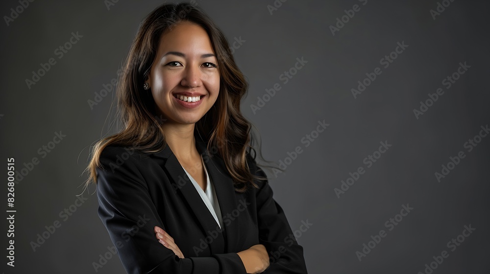 Isolated portrait of smiling business woman with crossed arms : Generative AI Isolated portrait of smiling business woman with crossed arms : Generative AI