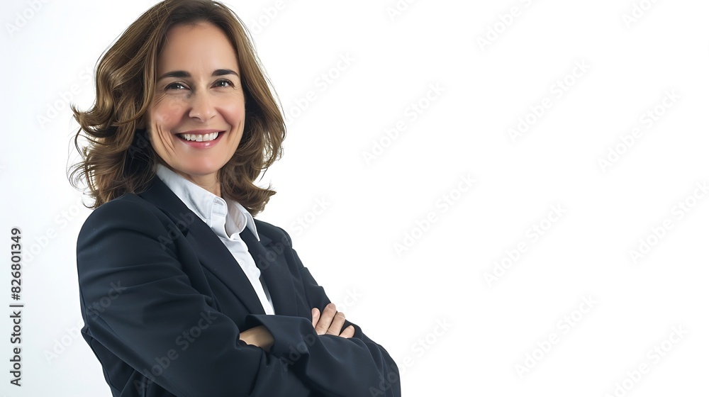 happy woman ceo isolated on white background caucasian woman ceo in studio : Generative AI happy woman ceo isolated on white background caucasian woman ceo in studio : Generative AI