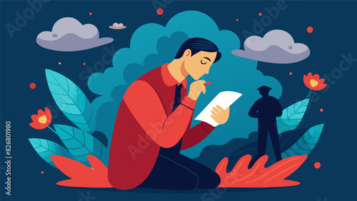 A poem takes shape in the mind of a poet as they allow themselves to fully embrace and express their emotions.. Vector illustration