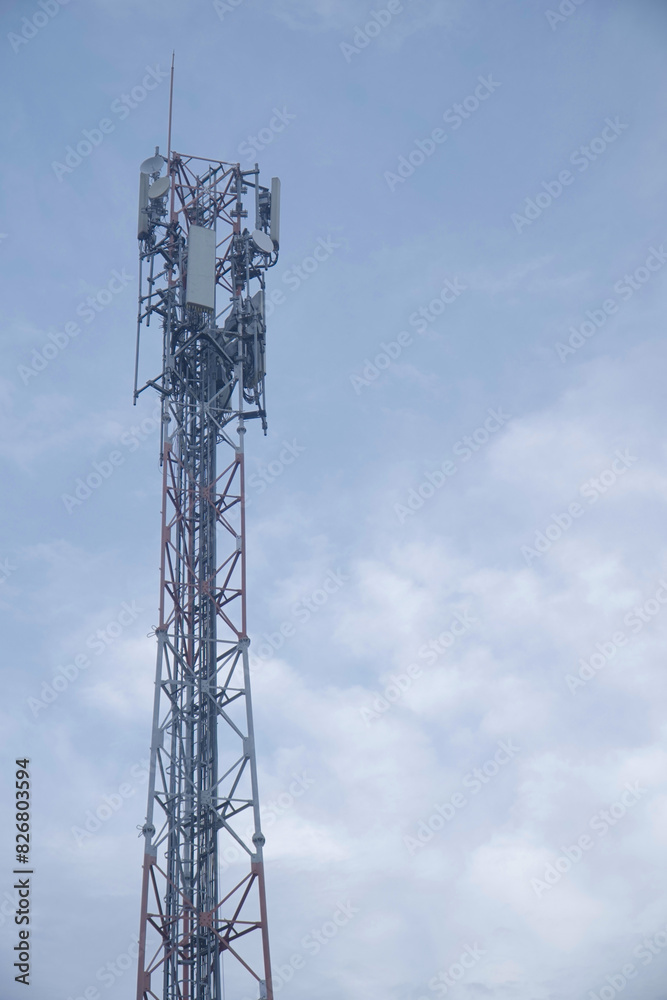 Background photo of a high pole for an internet connection network Background photo of a high pole for an internet connection network